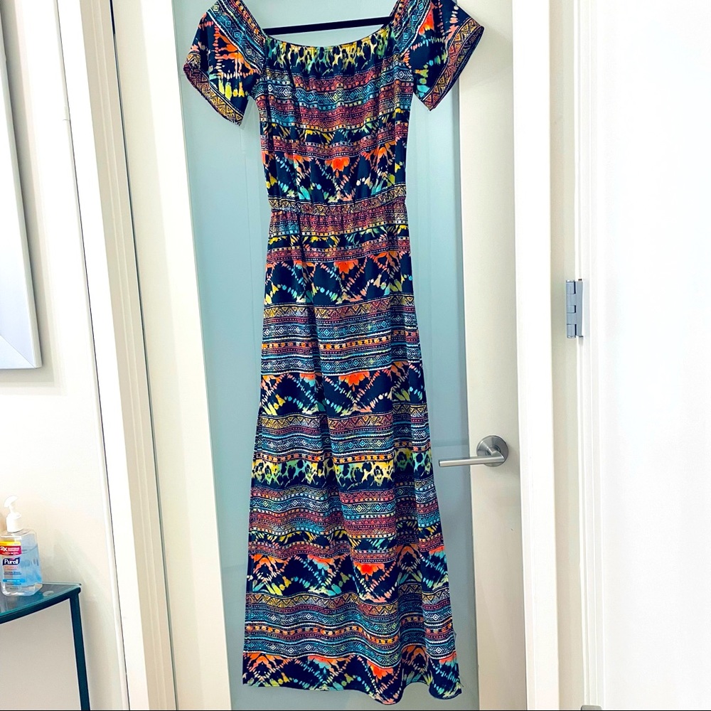 AQUA tie-dye printed maxi dress